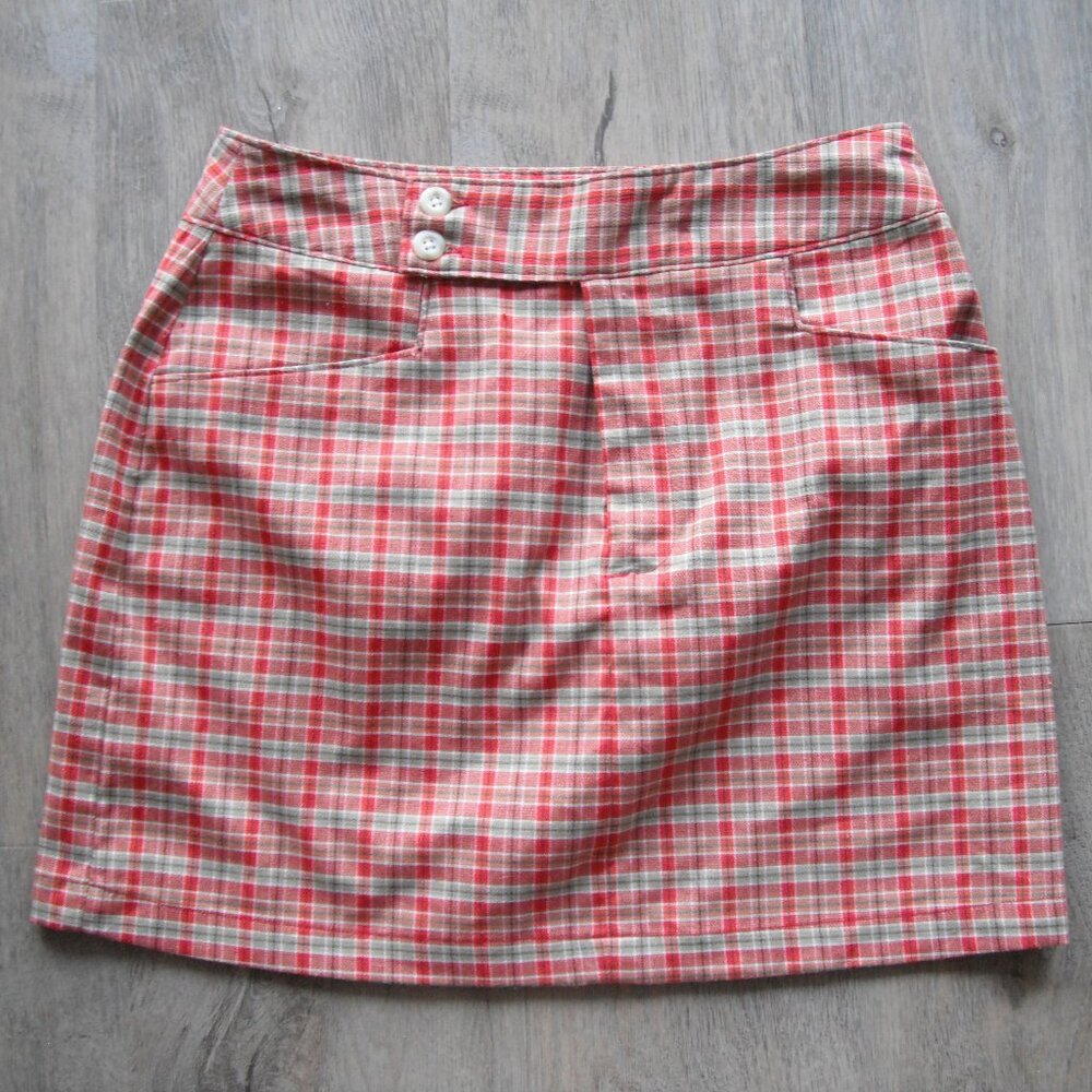 Vintage Old Navy Mini Skirt Preppy Red Green White Size 4